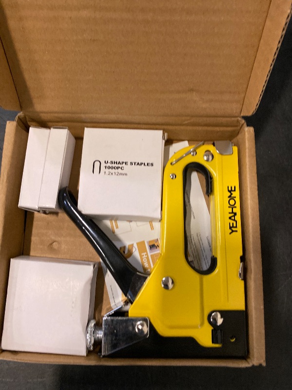 Photo 1 of Upholstery Staple Gun Heavy Duty, YEAHOME 4-in-1 Stapler Gun with 4000 Staples, Manual Brad Nailer Power Adjustment Stapler Gun for Wood, Crafts, Carpentry, Decoration DIY