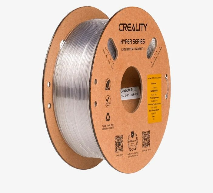 Photo 1 of Creality 1 Pack 3D Printer Filament (Transparent) , PETG 1Kg 1.75mm