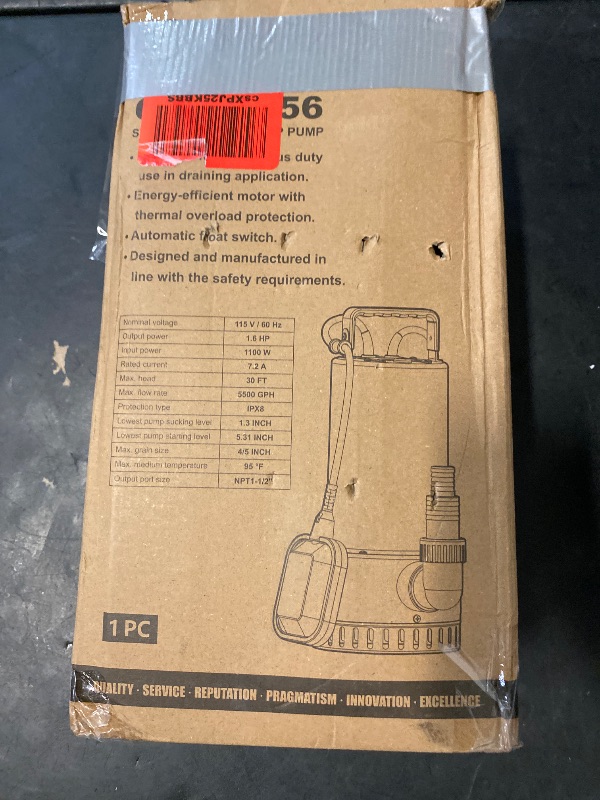 Photo 1 of LANCHEZ 1.6 HP Stainless Steel Submersible Water Pump 5500GPH High Flow with Float Switch Long Cord, Sump Pump for Quick Water Removal from Swimming Pool Flooded Basement Pit Sewage Sink Pool Tub