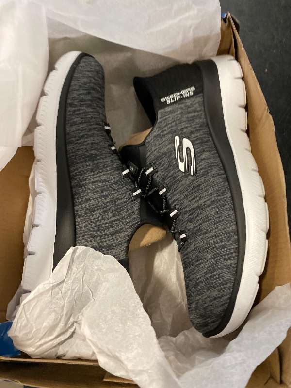 Photo 1 of Size 7 Skechers Women's Summits Hands-Free Slip-Ins – Memory Foam Insole, Heel Pillow, Vegan Materials Sneaker, Black White, 