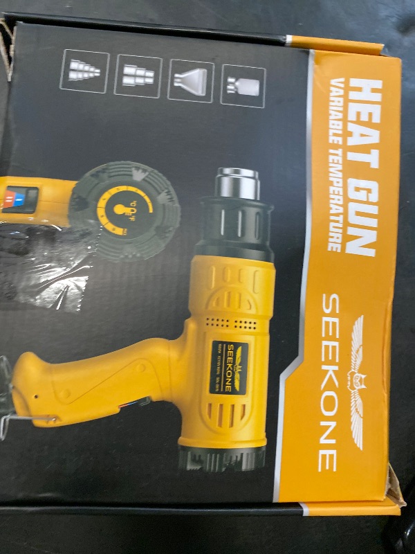 Photo 1 of SEEKONE Heat Gun 1800W 122?-1202??50?- 650??Fast Heating Heavy Duty Hot Air Gun Kit Variable Temperature Control Overheat Protection with 4 Nozzles for Crafts, Shrinking PVC, Stripping Paint(5.2FT)