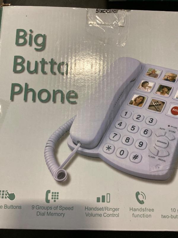Photo 1 of Excelltel Big Button Phone for Seniors, Corded Landline Telephone with Handsfree Function and 9 Groups of Memory, One-Touch Dialling,Suitable People with Vision Disorders/Hearing Damage (EX-LD-858HF)
