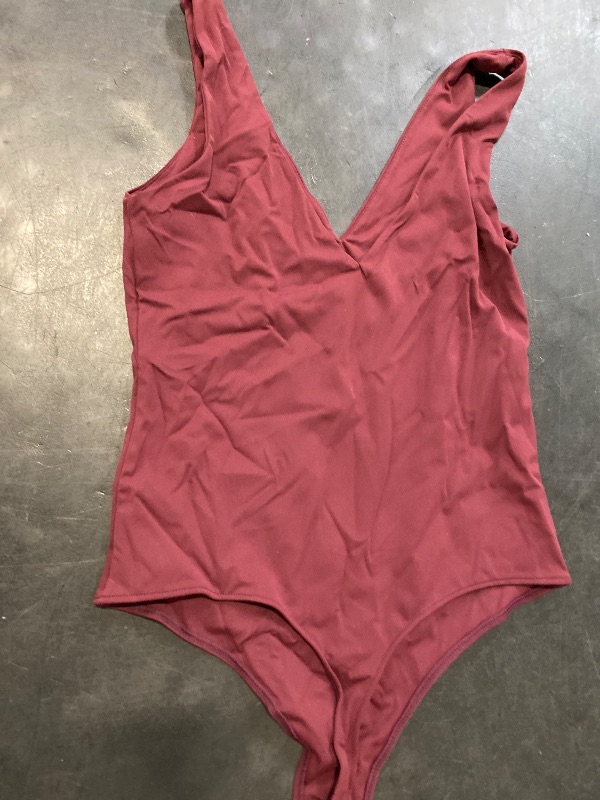 Photo 1 of Size M SAUNGKUAI Women’s Bodysuit Sexy Plunge Deep V Neck Backless Sleeveless Tank Thong Body Suits Outfits for Going Out Wine 
