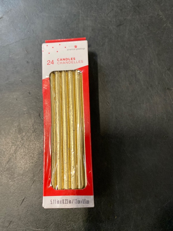 Photo 1 of American Greetings Birthday Candles, Long Thin Gold (24-Count)