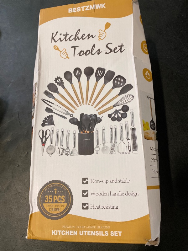 Photo 1 of Cooking Utensils Set- 35 PCs Kitchen Utensils with Grater,Tongs, Spoon Spatula &Turner Made of Heat Resistant Food Grade Silicone and Wooden Handles Kitchen Gadgets Tools Set for Cookware