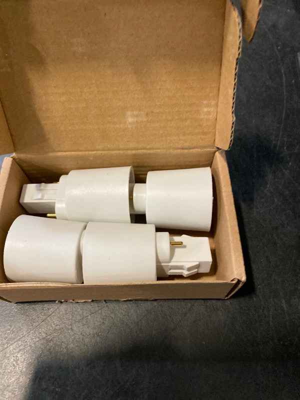 Photo 1 of E-Simpo 4pcs Gx23 to E26/E27 Lamp Base Holder Socket Adapter, Refinded Gx23 to E26/e27 Bulb Base Converter CFL PL-S PL-C Bulb Holder Conversion Double Tab.2P in Parallel (4-Pack)