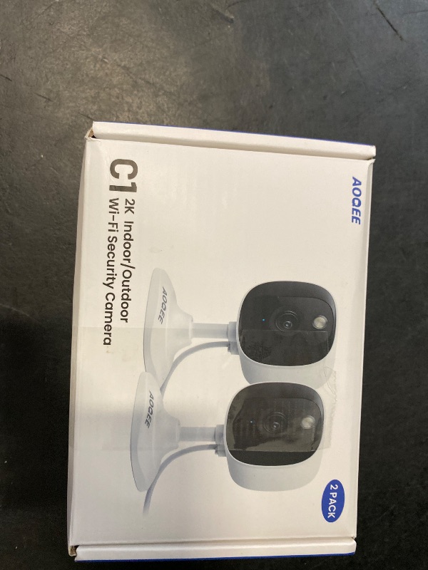 Photo 1 of AOQEE 2K Cameras for Home Security-Outdoor/Indoor Camera for Dog/Cat/Pet/Nanny/Baby, Color Night Vision, White Light, Siren, 24/7 SD Recordings, Works with Alexa/Google Home, C1-White-2P (2.4Ghz WiFi)