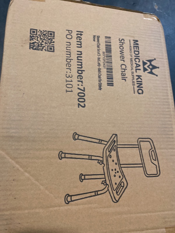 Photo 1 of Medical king Shower Chair Set of 3 - Includes Back Scrubber & Additional Sponge - Anti Slip for Safety, with 8 Adjustable Heights Portable - Tool Free Shower Chair - Bath Chair for Elderly
