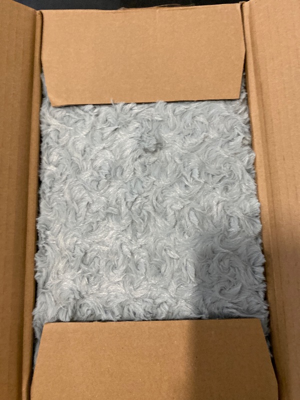 Photo 1 of Waterproof Dog Crate Bed for Large Dogs - Rose Velvet Soft Fluffy Washable With Removable Cover & Anti-Slip Bottom, 41 x 27 Inch, Light Gray