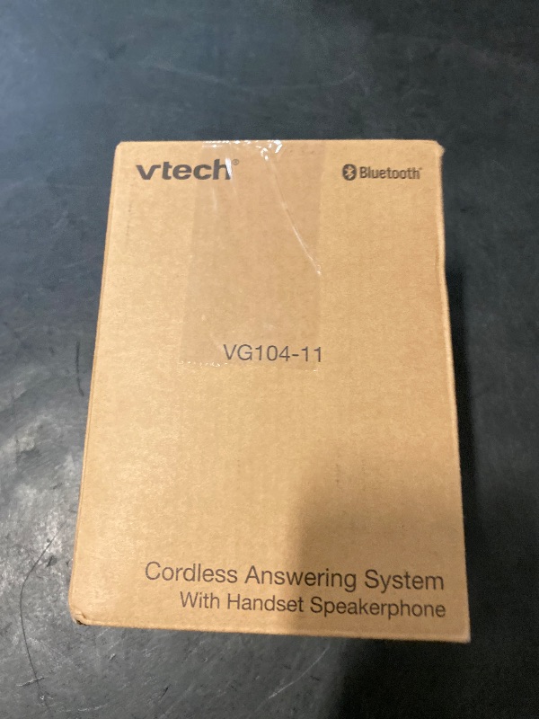 Photo 1 of VTECH VG104-11 DECT 6.0 Cordless Phone for Home with Answering Machine, Blue-White Backlit Display, Backlit Buttons, Full Duplex Speakerphone, Caller ID/Call Waiting, Reliable 1000 ft Range (Black)