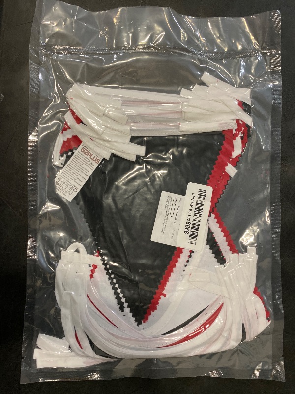 Photo 1 of GCQQ 40Ft Red Black White Banner 42Pcs Graduation Banner Decorations, Red Black White Party Decor Outdoor Triangle Fabric Bunting Banners for Halloween, Grad, Mickey, Las Vegas, Pirate Casino Decro