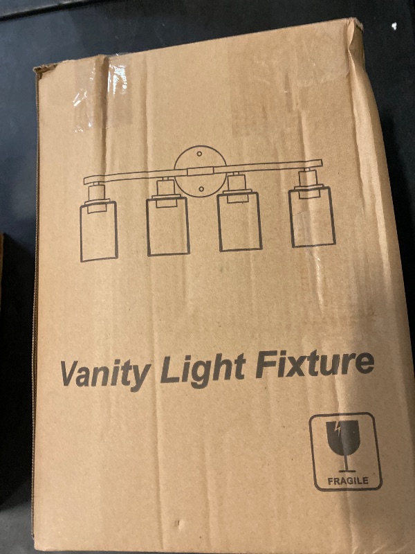 Photo 1 of 4-Light Bathroom Light Fixtures, Matte Black Modern Vanity Lights Over Mirror with Clear Glass Shade, Bathroom Wall Lamp for Mirror Kitchen Living Room Hallway Cabinet Porch Bedroom Reading room