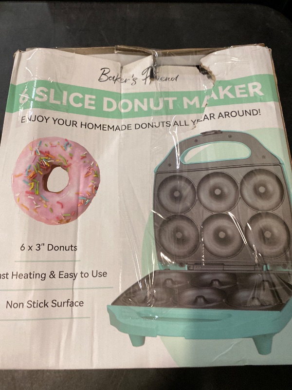 Photo 1 of Baker’s Friend Mini Donut Maker Machine for Home, 6 x 3'' Mini Doughnut Maker Machine, Donut Maker for Kids, Maquina Para Hacer Donas, Donut Baking Pan, Donut Party, Aqua