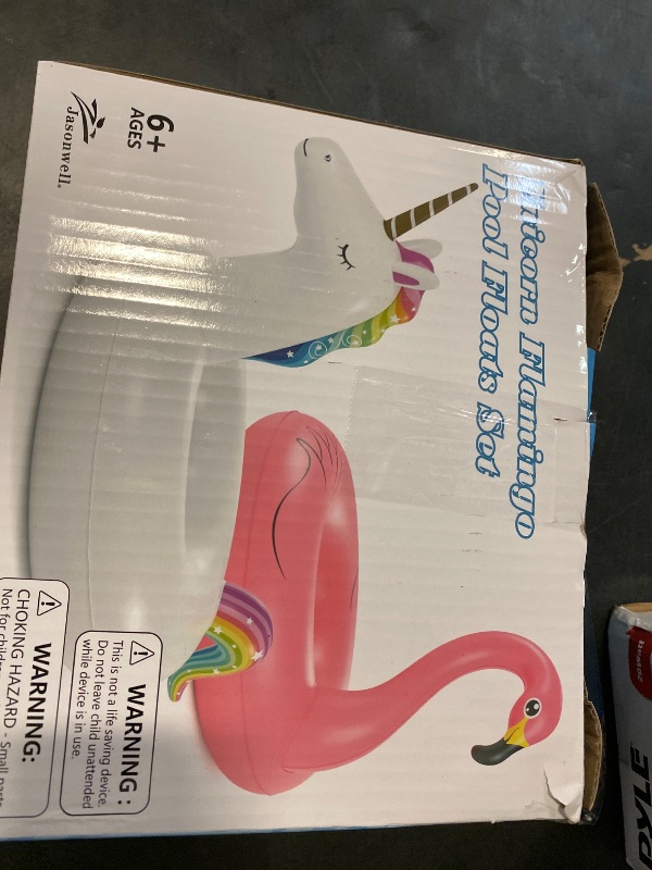 Photo 1 of Inflatable Unicorn Flamingo Pool Floats - Jasonwell 2 Pack Pool Floaties Inflatables Rafts for Swimming Pool Tubes for Floating Lake Beach Floaty Swim Rings Pool Party Toys for Adults Kids
