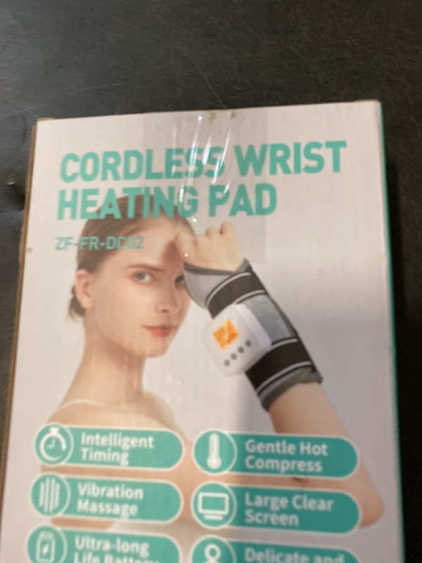 Photo 1 of AOBOCO Cordless Wrist Massager with Heat - 3000mAh Wrist Heating Pad for Carpal Tunnel Relief - Rechargeable Heated Wrist Brace Wrap for Men Women, 3 Heat Levels & 3 Vibration Mode