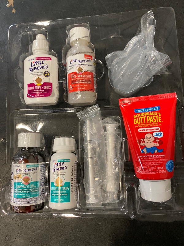 Photo 1 of Little Remedies, New Baby Essentials Kit, 6 Newborn Essentials, Saline Nasal Spray, Gas Relief Drops, Gripe Water, Fever Reliever, & Diaper Ointment