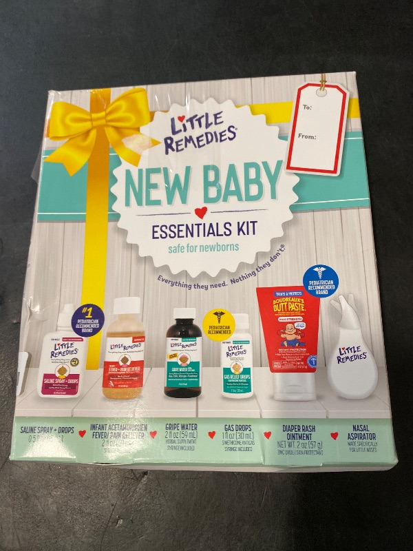 Photo 1 of Little Remedies, New Baby Essentials Kit, 6 Newborn Essentials, Saline Nasal Spray, Gas Relief Drops, Gripe Water, Fever Reliever, & Diaper Ointment
