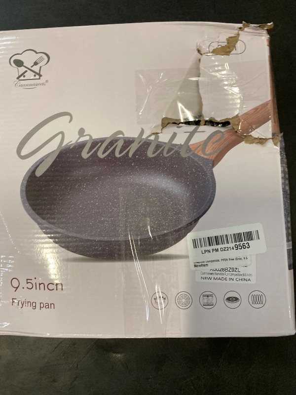 Photo 1 of Caannasweis Nonstick Granite Frying Pan Skillet, Non Stick Omelette Fry Pans, Omelet Egg Pan, Stone Cookware Chef's Pan, Induction Compatible, PFOA Free (Gray, 9.5 Inch)