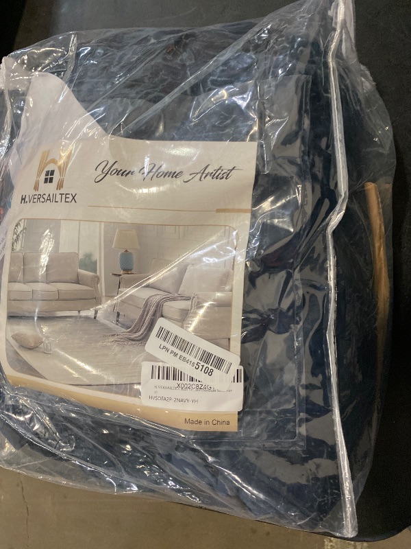 Photo 1 of H.VERSAILTEX Real Velvet Plush 3 Piece Stretch Sofa Covers Couch Covers for 2 Cushion Couch Loveseat Covers Width Up to 72 Inch Feature Thick Soft Stay in Place (Medium Sofa, Navy)