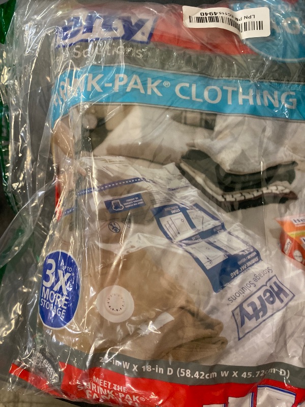 Photo 1 of Hefty Shrink-Pak Vacuum Storage Bags - Space Saver for Under Bed Storage, Clothing and Comforters, 3X More Storage Space, 6 Medium Zipper Bags