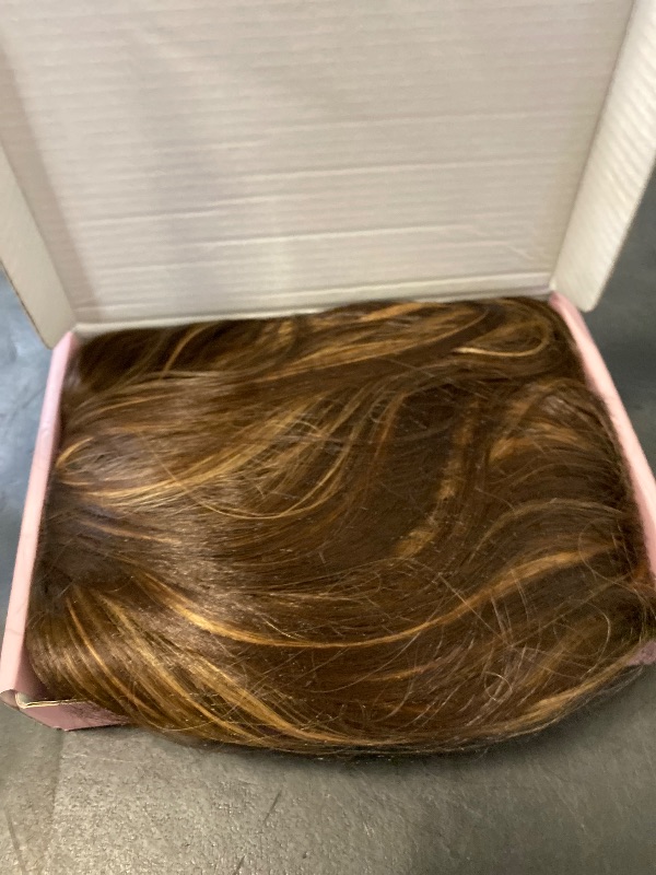 Photo 1 of WOKAA Chocolate Brown Highlight Wigs for Women 26 Inch Brown Mixed Blonde Highlight Wig Long Curly Wavy Synthetic Wigs for Daily Party Use