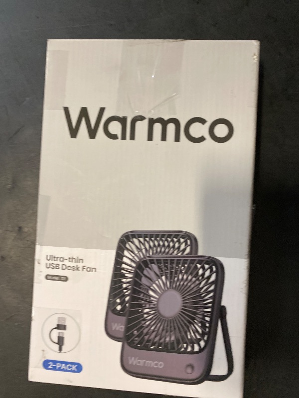 Photo 1 of Warmco USB Desk Fan 2Pack, USB C Corded Powered Personal Fan, Strong Airflow Quiet Operation, 3 Speeds Wind Small USB Desktop Fan With 180° Tilt Folding for Office Table Home Black
