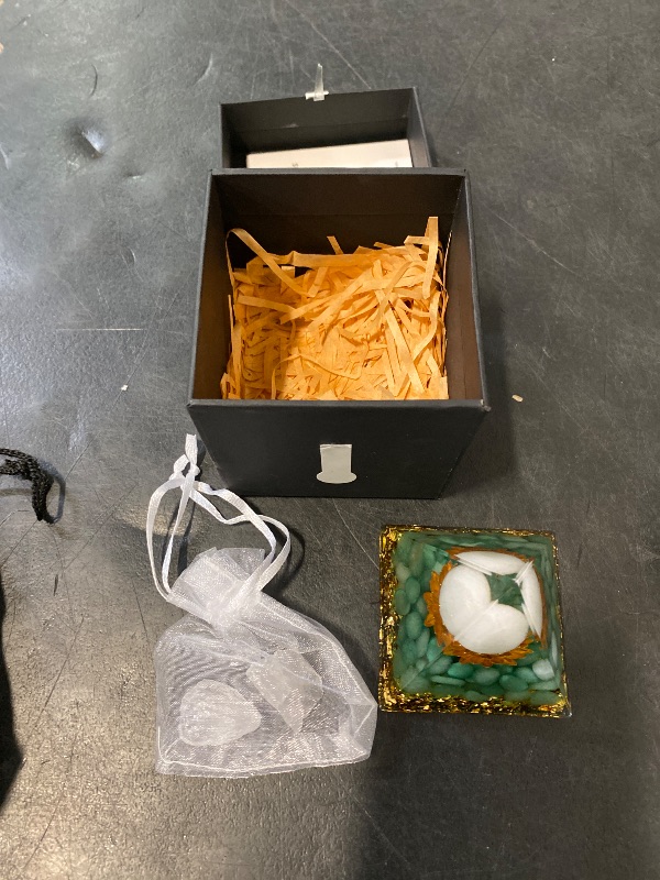 Photo 1 of Hopeseed Orgone Pyramid Flower of Life Crystals and Healing Stones Orgonite Pyramids for Positive Energy with Green Aventurine and White Jade Crystal That Promotes Prosperity and Good Luck