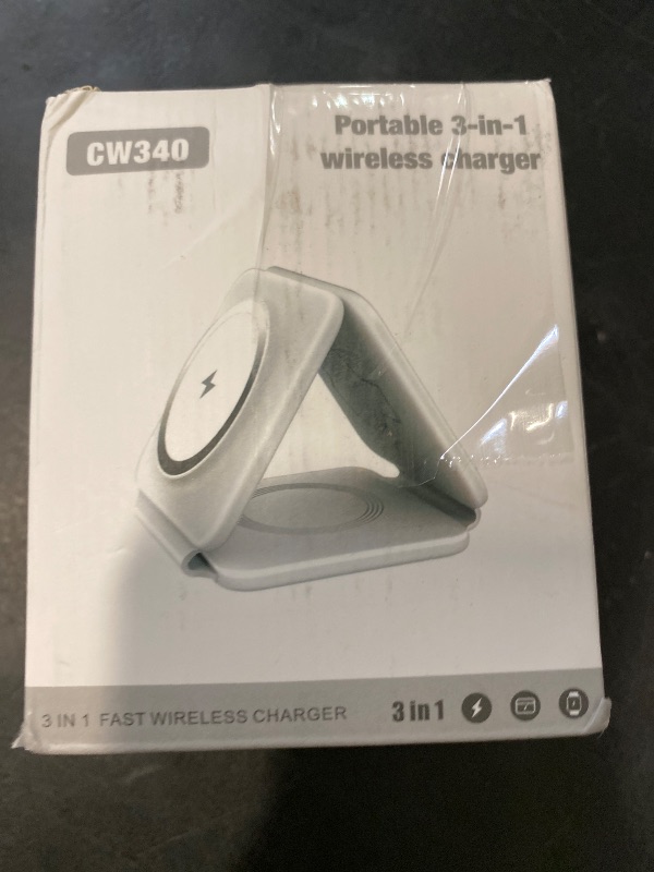 Photo 1 of Charging Station for Apple Multiple Devices - 3 in 1 Foldable Magnetic Wireless Charger Dock - Travel Charging Pad for iPhone 16 15 14 13 12 Pro Max Plus Watch & Airpods