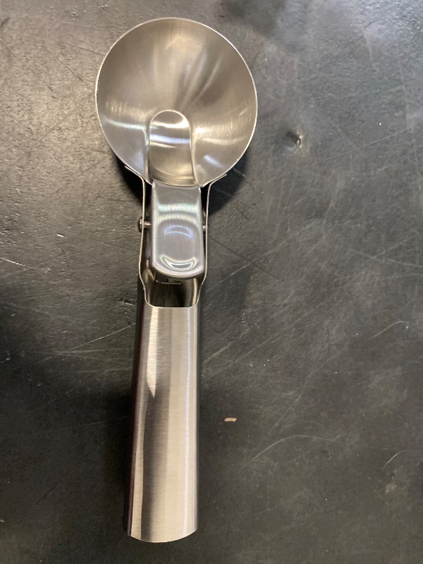 Photo 1 of YasTant Premium Ice Cream Scoop with Trigger Ice Cream Scooper Stainless Steel, Heavy Duty Metal Icecream Scoop Spoon Dishwasher Safe, Perfect for Frozen Yogurt, Gelatos, Sundaes, Large Silver
