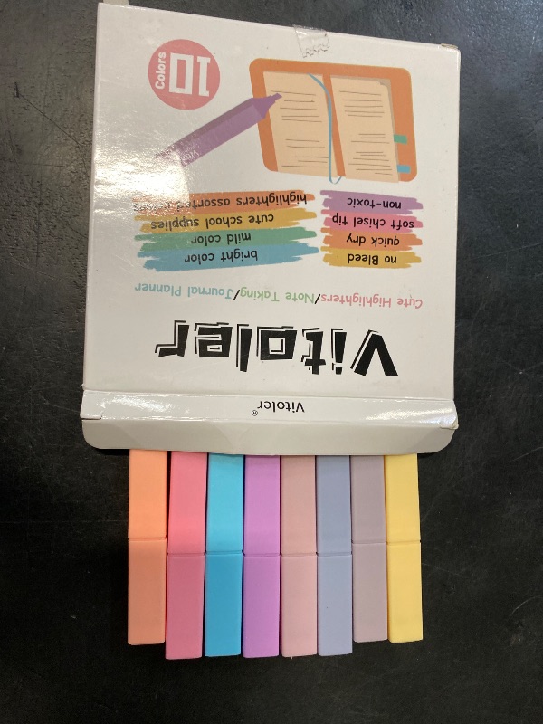 Photo 1 of Vitoler 10Pcs Aesthetic Highlighters, Chisel Tip Marker Pens, Assorted Color Candy, No Bleed Bible, Cute Pastel for Journaling Planner Notes School Supplies