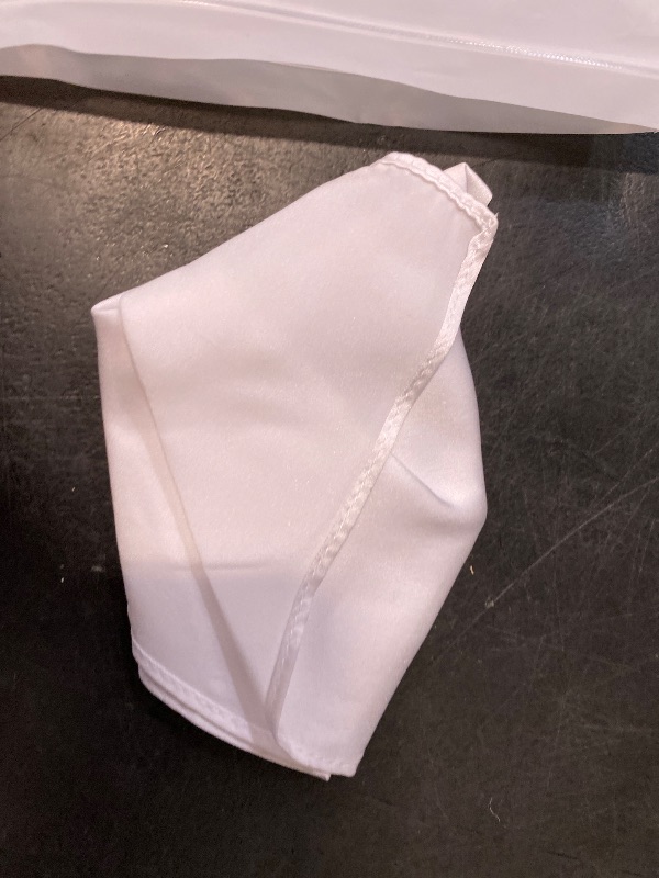 Photo 1 of Satin Pocket Square for Men, Vegan Silk Suit Handkerchief - White