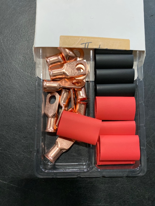 Photo 1 of 10pcs 1 AWG-3/8 Battery Lugs,Copper Wire Lugs,UL Listed Heavy Duty Battery Cable Ends,Tubular Ring Terminals,AWG Crimp Wire Ring Lugs,Battery Terminal Connectors with 3:1 Heat Shrink Tubing