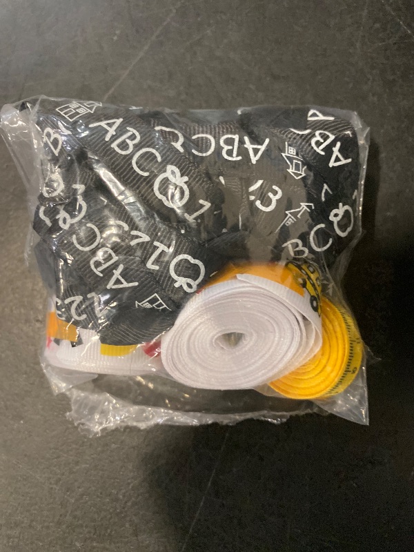 Photo 1 of Meseey Back to School Themed Grosgrain Ribbon Ruler School Bus Apple ABC Pencil Backpack Books Chalkboard Printed Craft Ribbons for Teacher Appreciation,Wreath,Gift Wrapping (6 Rolls 30yards)