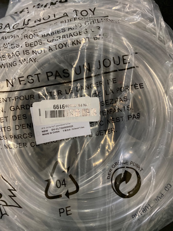 Photo 1 of DAVCO 5/8" ID - 25 ft Clear Vinyl Tubing, Low Pressure Flexible PVC Tube, Heavy Duty UV Chemical Resistant Lightweight Plastic Vinyl Hose, BPA Free and Non Toxic, with 2 Stainless Clamps
