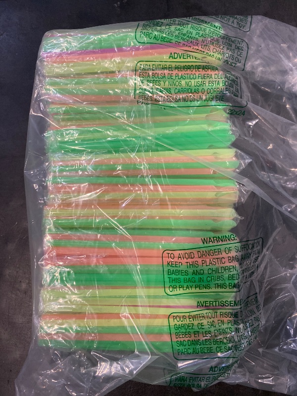 Photo 1 of 1200 Pieces Disposable Spoon Straws - Colorful Long Milkshake Plastic Straws