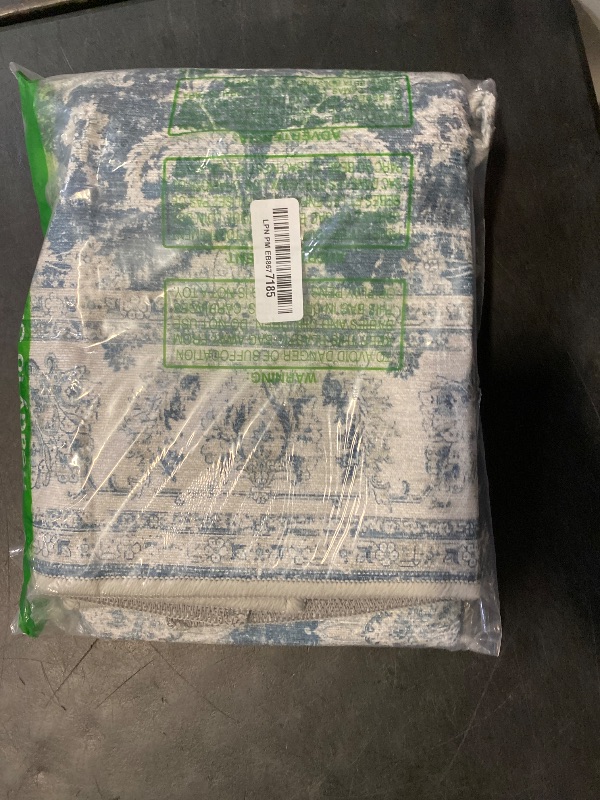 Photo 1 of jinchan Runner Rug 2x7 Machine Washable Hallway Rug Dark Blue Vintage Floral Print Non-Slip Low Pile Ultra-Thin for Kitchen,Entryway,Laundry Room,Bedroom,Farmhouse (2‘x7’,Dark Blue)