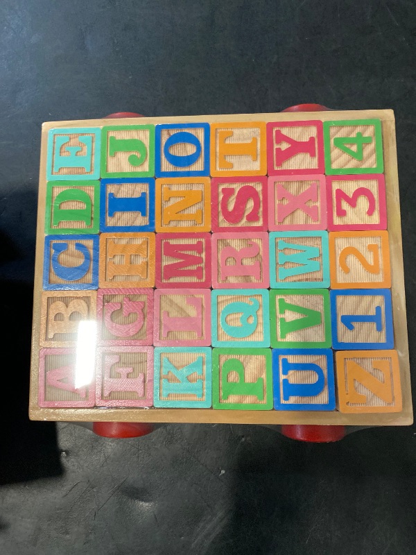 Photo 1 of Joqutoys Wooden Building Blocks for Toddlers 1-3, Large Wood Baby Stacking Blocks Set for Kids, 30 PCS Alphabet Blocks with Toy Wagon, Educational Wooden Toys for Boys Girls Gifts 1.65"