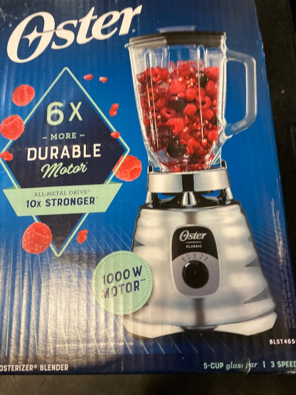 Photo 1 of Oster Original 3 Speed Chrome Blender, 6 Times more Durable Motor, 10 Times Stronger, 5 Cup Glass Jar