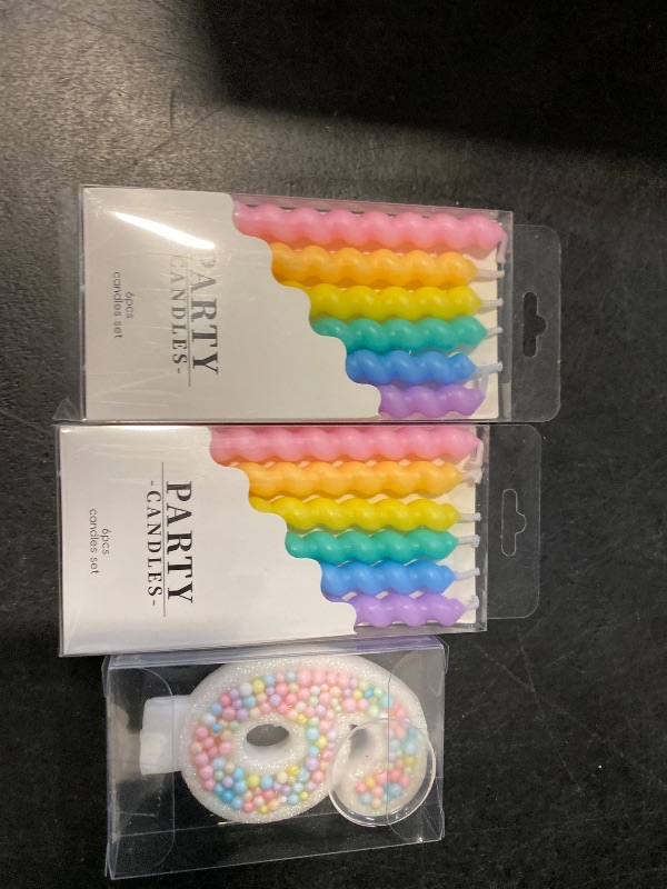 Photo 1 of MTLEE Number 6 Birthday Candle with 12 Pcs Spiral Candles for Girls Macaron Pastel Rainbow Unicorn Pink Cake Topper for Sweet Theme Party Decoration