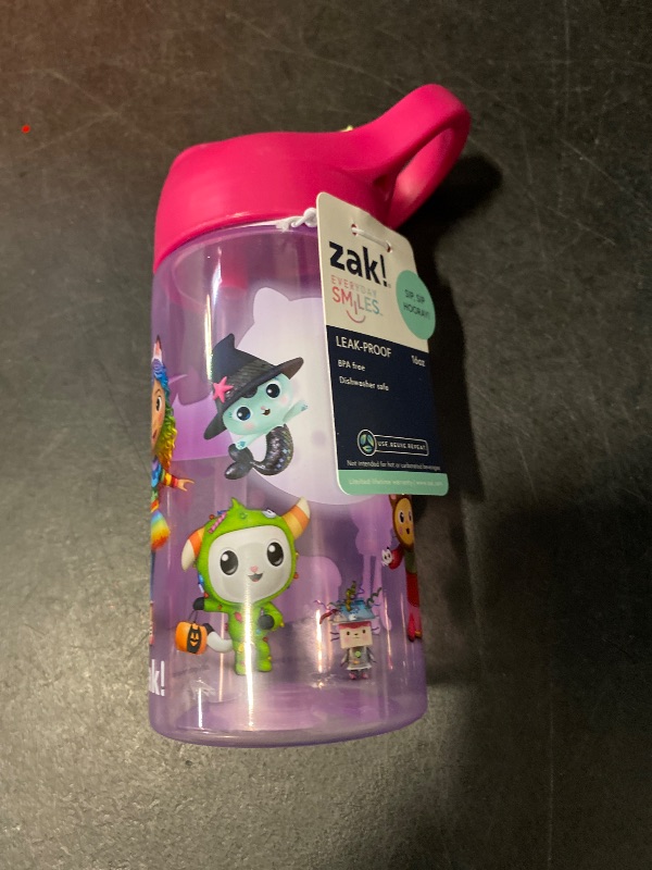 Photo 1 of Zak Designs 16 fl oz Plastic Straw Water Bottle with Fun Popper: Kids & Toddler Portable Drinkware, Dishwasher-Safe