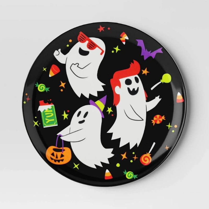 Photo 1 of 4pack 10" Halloween Melamine Ghost Dinner Plate, 5pack 9.05" Halloween Melamine Figural Skull Appetizer Plate Green and 5pack 8.3" Halloween Melamine Figural Pumpkin Appetizer Plate 