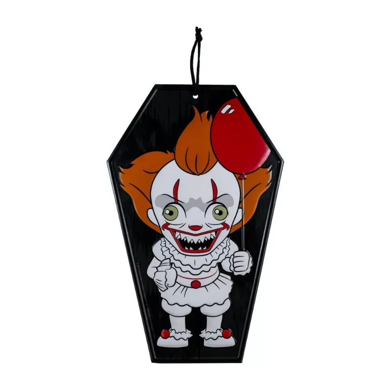 Photo 1 of IT Pennywise Tin Metal Sign Coffin Shape 14-Inch X 9-Inch Horror Movie Classic