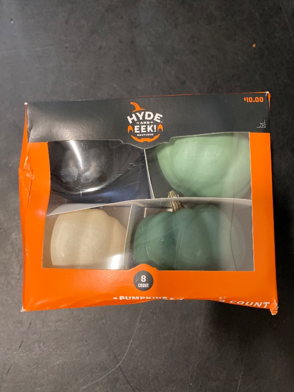Photo 1 of New Hyde & Eek 8pk Pumpkins Indoor Decorative Black White Green NIB