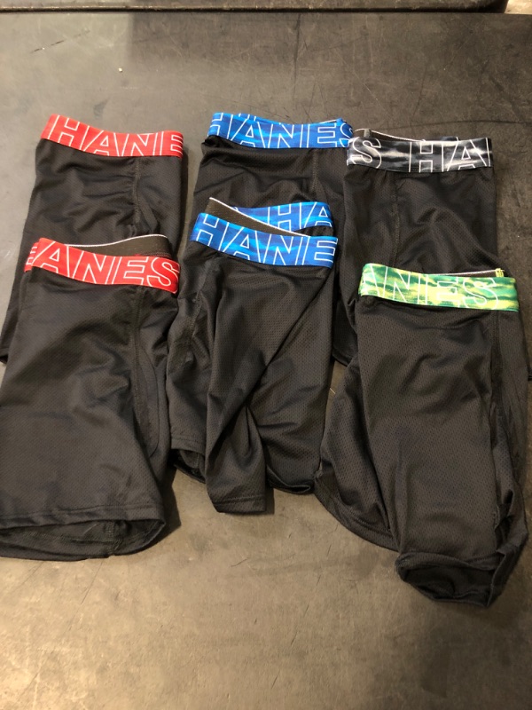 Photo 1 of (M) Hanes Boys' Big Performance Tween Boxer Brief Pack, X-Temp Mesh Stretch Underwear, 6-Pack, Black-6 Pack, Medium