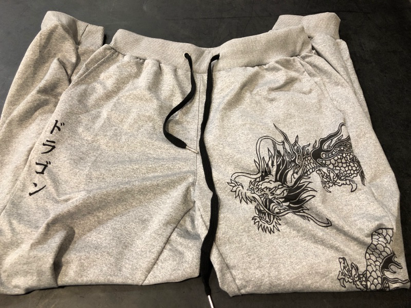 Photo 1 of Size M COZYEASE Men's Plaid Letter Print Sweatpants Drawstring Waist Tie Front Jogger Pants with Pocket Grey Graphic M