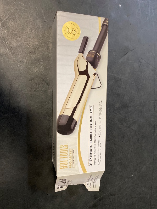 Photo 1 of HOT TOOLS New and Improved 24K Gold Professional 2" Extended Barrel Curling Iron with Clamp for Loose Bouncy Curls | 24K Gold Technology for Long-Lasting Results & Longer Barrel for Easy Styling
