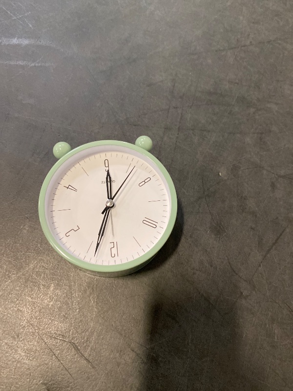 Photo 1 of Analog Alarm Clock, 4 inch Super Silent Non Ticking Small Clock with Night Light, Battery Operated, Simple Design, Old Fashioned Style Ideal Decor, for Bedroom, Bedside, Desk, Adult, Kid, Gift, Green