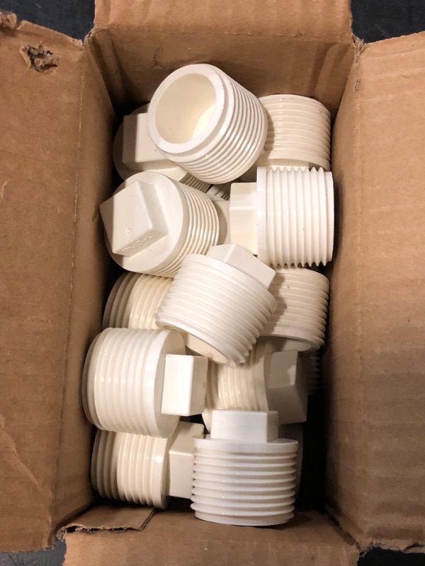 Photo 1 of 20Pack 1 Inch PVC Pipe End Cap - Male Threaded Plug Adaptor, Cleanout Plug Fitting for Water Line
