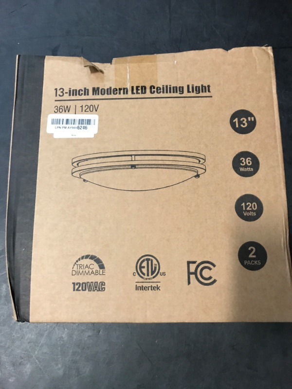 Photo 1 of 36W LED Ceiling Lights for Bedroom Kitchen, 3600lm Super Bright, Dimmable Flush Mount Light Fixtures 6500K/5000K/4000K/3000K/2700K Adjusted Modern Lamps 2PACK, 13 Inch, Nickle