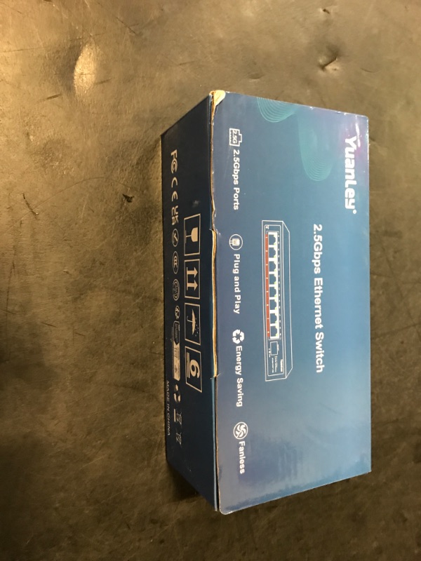 Photo 1 of 8 Port 2.5G Unmanaged Desktop Ethernet Switch with 10G SFP, 8 x 2.5G Base-T Ports, 60Gbps Switching Capacity, Compatible with 100/1000/2500Mbps, Metal Fanless, YuanLey 2.5Gbe Network Switch Wall Mount